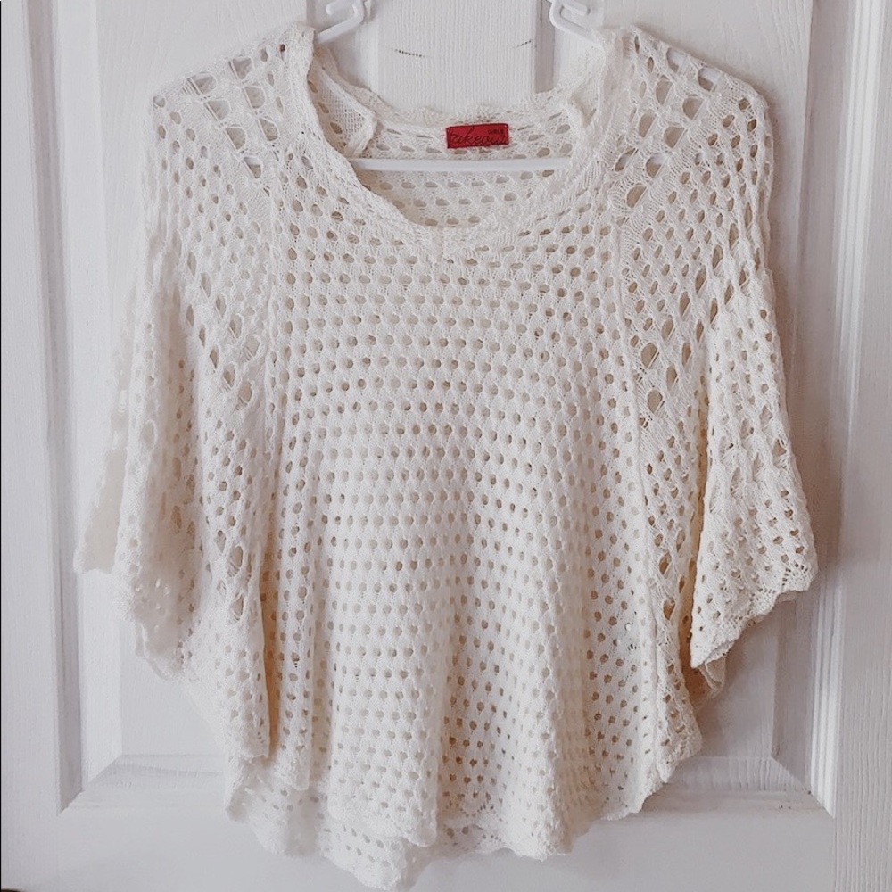 Takeout Girls Open Knit White Sweater XL Junior